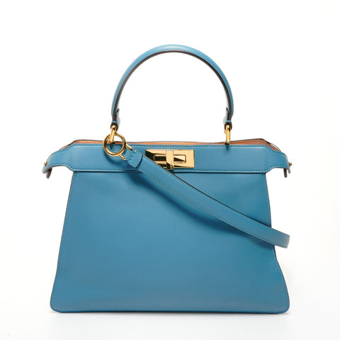 FENDI Sac coucou moyen 2 voies en cuir Sac à bandoulière bleu WS26081