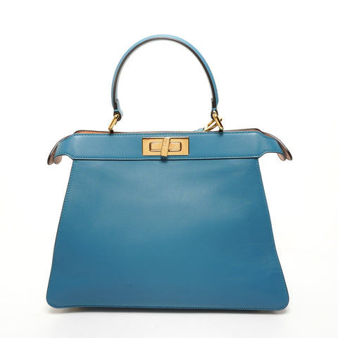 FENDI Leather 2-way medium peekaboo bag Shoulder Bag blue WS26081