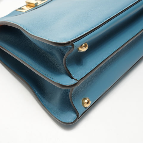 FENDI Leather 2-way medium peekaboo bag Shoulder Bag blue WS26081