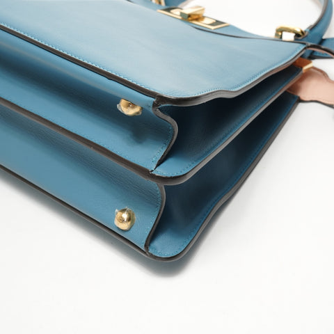 FENDI Leather 2-way medium peekaboo bag Shoulder Bag blue WS26081
