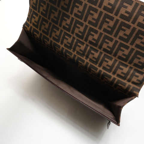 FENDI Canvas Zucca Briefcase Business Bag Handbag Brown WS26082
