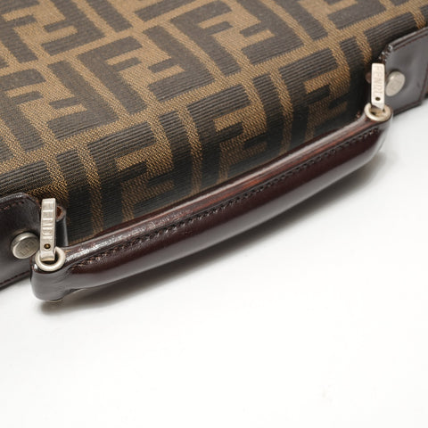 FENDI Canvas Zucca Briefcase Business Bag Handbag Brown WS26082