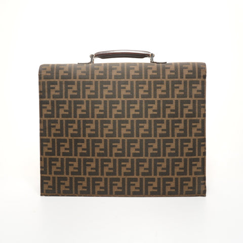 FENDI Canvas Zucca Briefcase Business Bag Handbag Brown WS26082