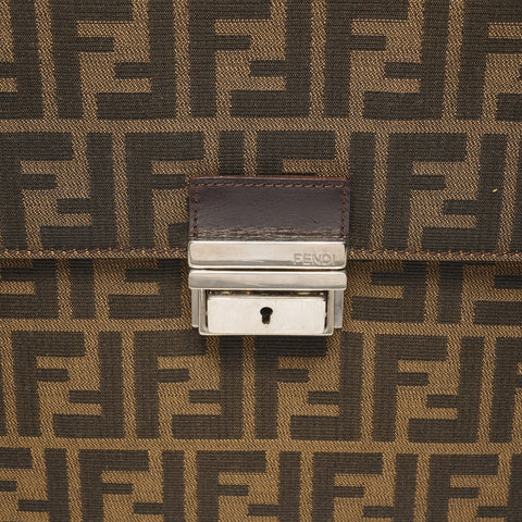 FENDI Canvas Zucca Briefcase Business Bag Handbag Brown WS26082