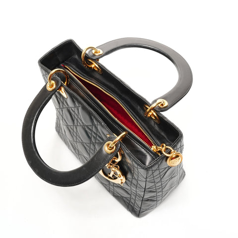 Christian Dior Lady Dior Cannage Medium Lambskin Handbag black WS26094