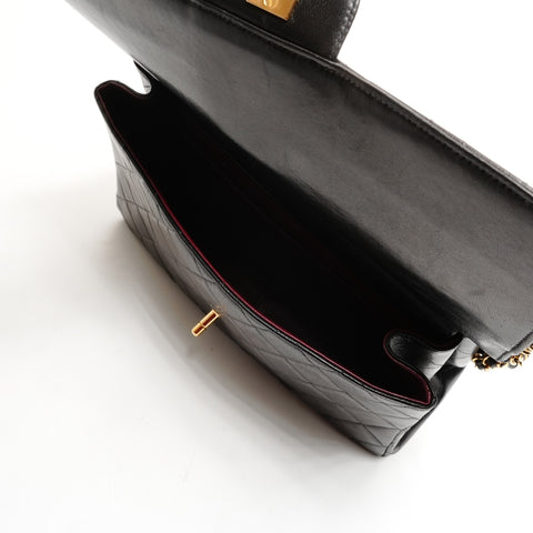 CHANEL No.4 1996-1997 双面马特拉塞小羊皮单肩包 黑色 WS26096