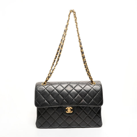 CHANEL No.4 1996-1997 双面马特拉塞小羊皮单肩包 黑色 WS26096