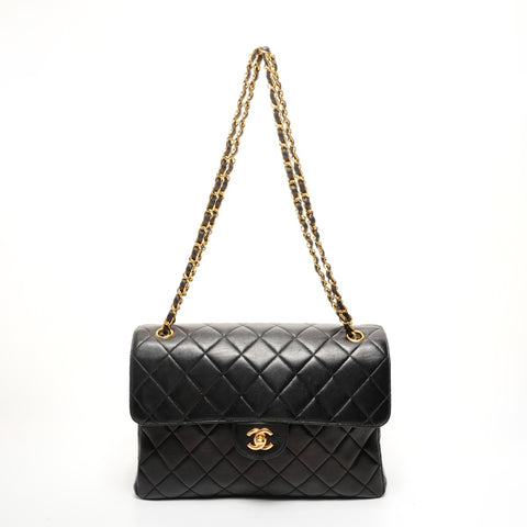 CHANEL No.4 1996-1997 双面马特拉塞小羊皮单肩包 黑色 WS26096