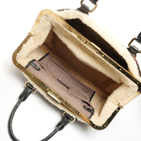 LOUIS VUITTON M95574 Monogram Shearling Storm 2007 Boston bag Brown WS26101