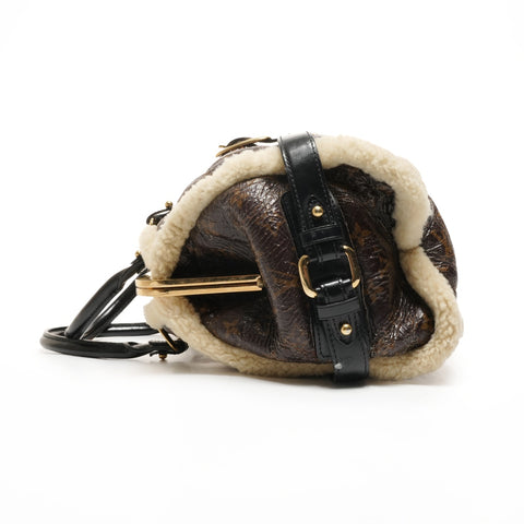 LOUIS VUITTON M95574 Monogram Shearling Storm 2007 Boston bag Brown WS26101