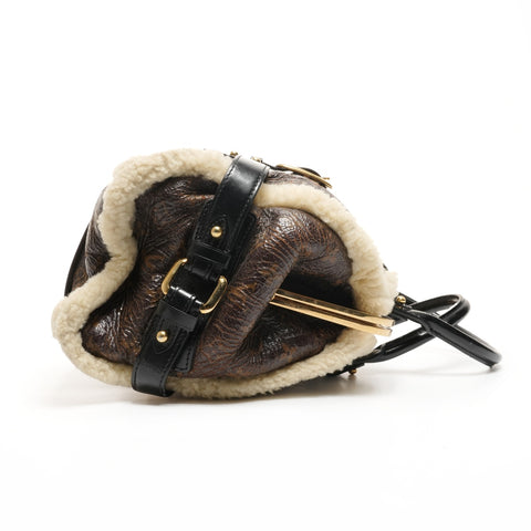 LOUIS VUITTON M95574 Monogram Shearling Storm 2007 Boston bag Brown WS26101
