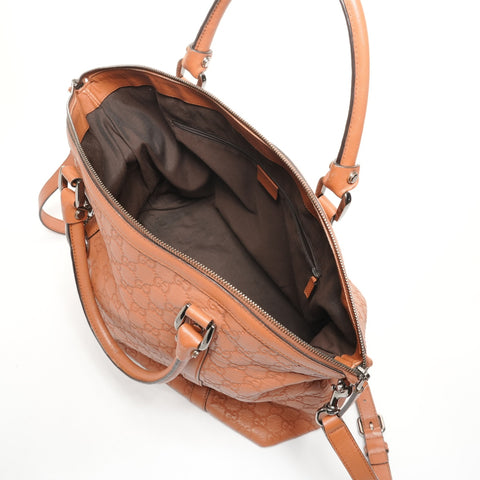 GUCCI Leder 2way GG Shima Umhängetasche Braun WS26102