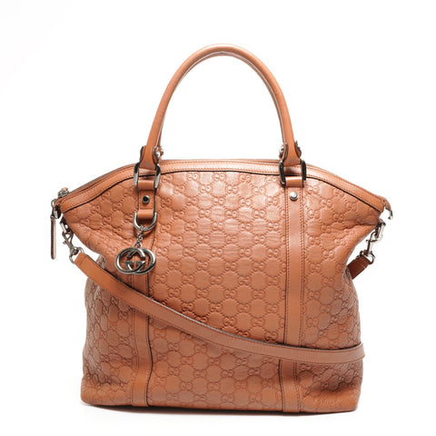 GUCCI Leather 2way GG Shima Shoulder Bag Brown WS26102