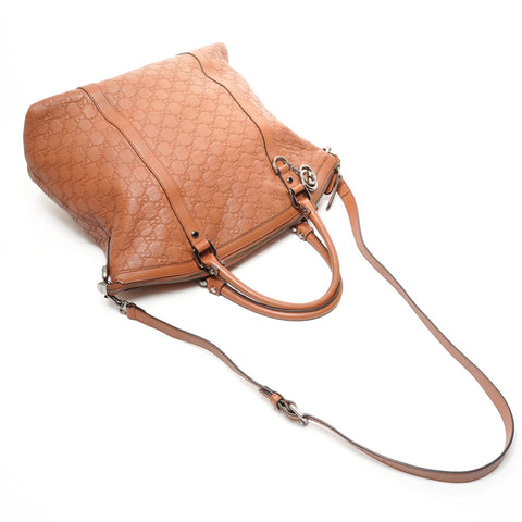 GUCCI Leder 2way GG Shima Umhängetasche Braun WS26102