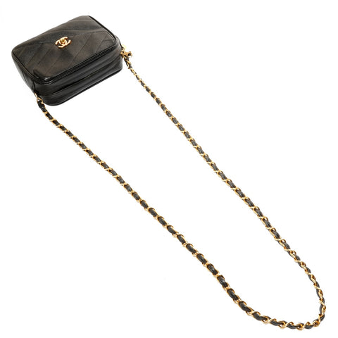 CHANEL Caviar Camera Bag, Turn Lock Chain, No. 3, 1994-1996 Shoulder Bag black WS26104
