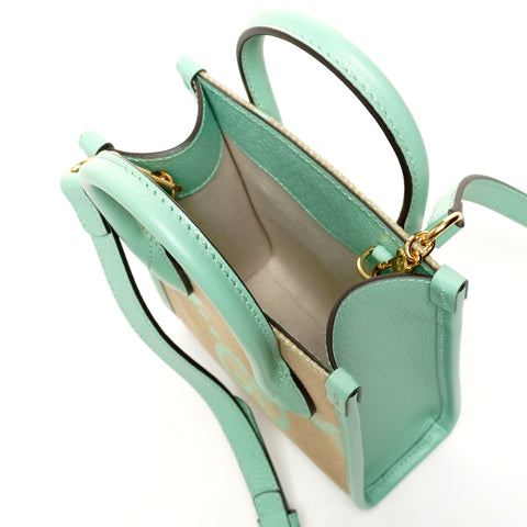 GUCCI 2-way 671623 Jumbo GG Supreme Canvas Mini Tote Shoulder Bag green WS26105