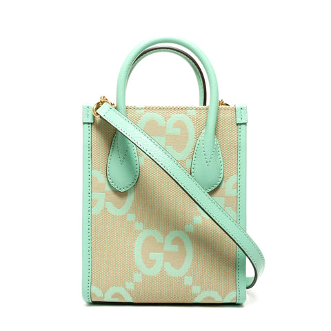 GUCCI 2-way 671623 Jumbo GG Supreme Canvas Mini Tote Shoulder Bag green WS26105