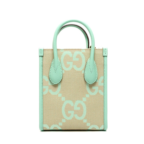 GUCCI 2-way 671623 Jumbo GG Supreme Canvas Mini Tote Shoulder Bag green WS26105