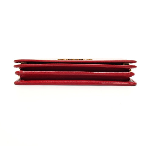 PRADA Saffiano Leather Chain Wallet Shoulder Bag Red WS26107