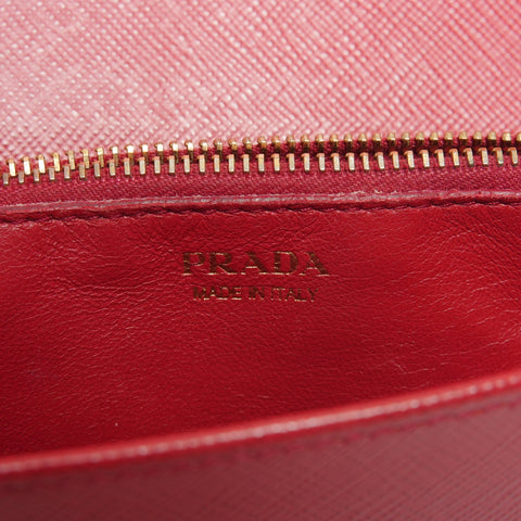 PRADA Saffiano Leather Chain Wallet Shoulder Bag Red WS26107