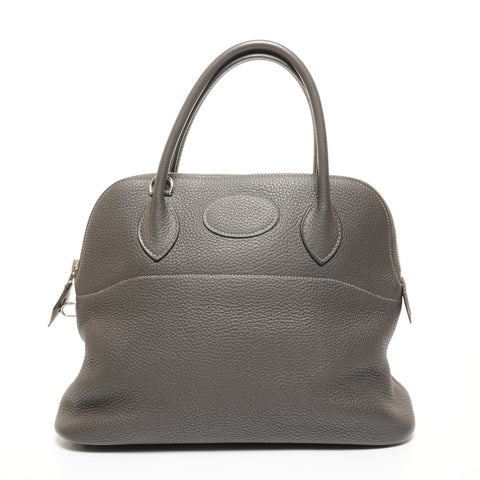 HERMES Bolide 35 Leather � I Stamp Made in 2005 Handbag gray WS26111