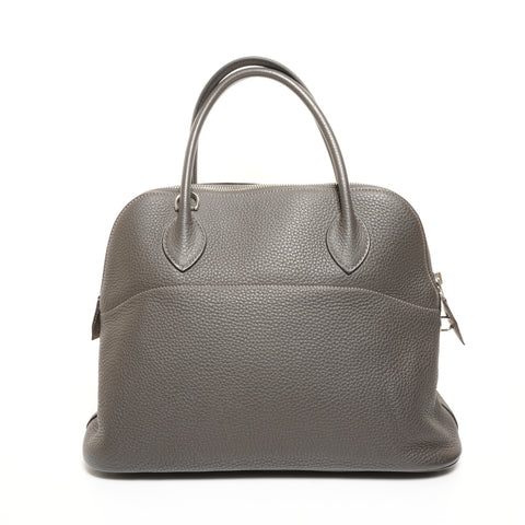 HERMES Bolide 35 Leather � I Stamp Made in 2005 Handbag gray WS26111