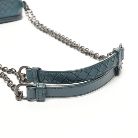 BOTTEGAVENETA INTRECCIATO Camera Bag Trunk Leather Shoulder Bag blue WS26114
