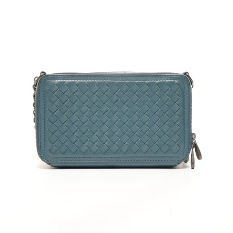 BOTTEGAVENETA INTRECCIATO Camera Bag Trunk Leather Shoulder Bag blue WS26114