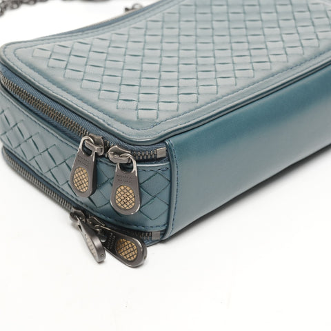 BOTTEGAVENETA INTRECCIATO Camera Bag Trunk Leather Shoulder Bag blue WS26114