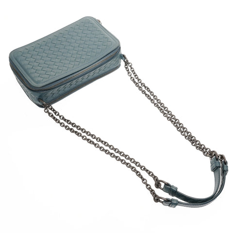 BOTTEGAVENETA INTRECCIATO Camera Bag Trunk Leather Shoulder Bag blue WS26114