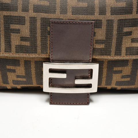 FENDI Zucca Mamma Bucket Canvas One Belt Shoulder Bag Brown WS26122
