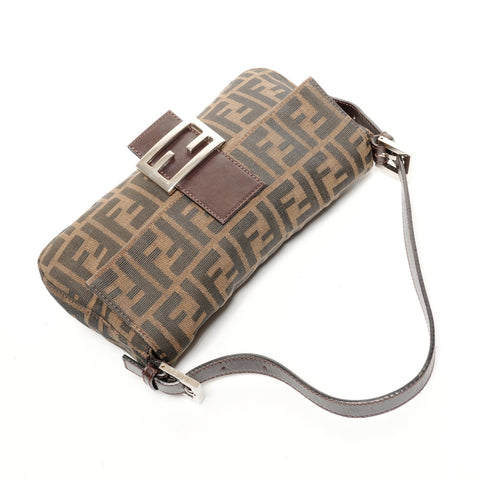 FENDI Zucca Mamma Bucket Canvas One Belt Shoulder Bag Brown WS26122
