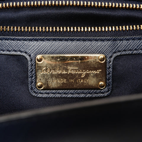 Salvatore Ferragamo Vara 皮革链条单肩包海军蓝 WS26124