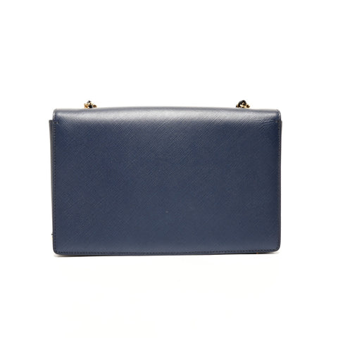 Salvatore Ferragamo Vara 皮革链条单肩包海军蓝 WS26124