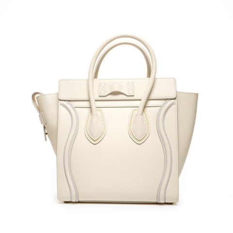 CELINE 皮革 Luggage Micro Shopper 手提包 白色 WS26135