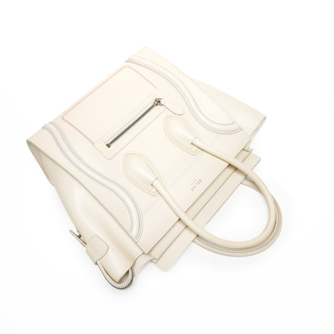 CELINE 皮革 Luggage Micro Shopper 手提包 白色 WS26135