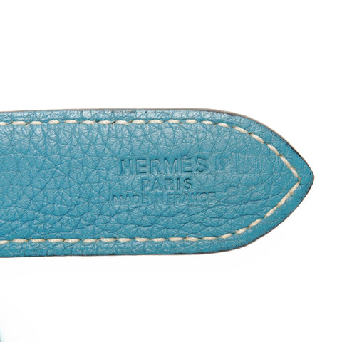 HERMES 饰边 35 Chevre 绿松石银金属 � J 印章 2006 年制造单肩包蓝色 WS26136