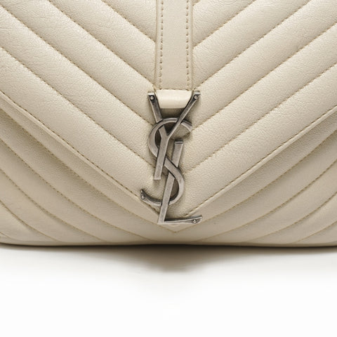 YVES SAINT LAURENT 学院挎包 2WAY 皮革链条单肩包 白色 WS26141