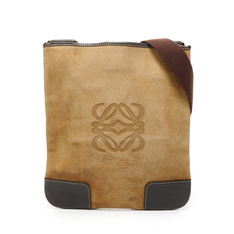 LOEWE 绒面革 Anagram 单肩包米色 WS26149