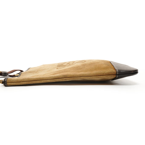 LOEWE 绒面革 Anagram 单肩包米色 WS26149