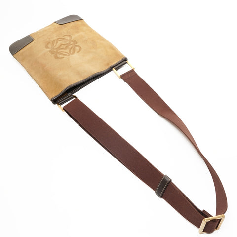 LOEWE 绒面革 Anagram 单肩包米色 WS26149