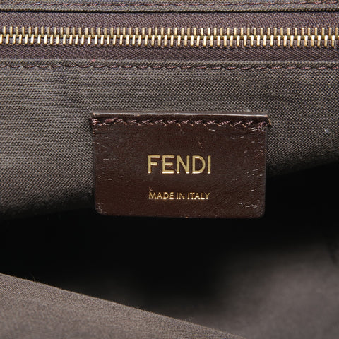 FENDI Pecan canvas leather Shoulder Bag Brown WS26156