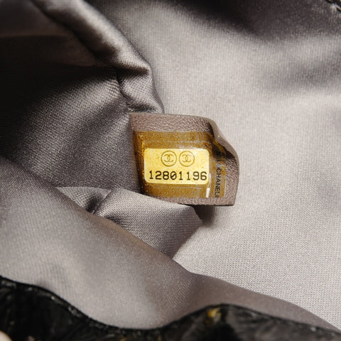 CHANEL No. 12 2008-2009 漆皮链条单肩 COCO 马克山茶花单肩包 黑色 WS26170