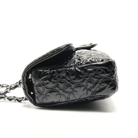 CHANEL No. 12 2008-2009 漆皮链条单肩 COCO 马克山茶花单肩包 黑色 WS26170