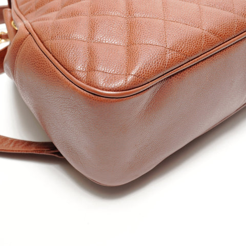 CHANEL No. 1 1989-1991 COCO Mark 鱼子酱皮马特拉斯背包 背包 日用包 棕色 WS26171