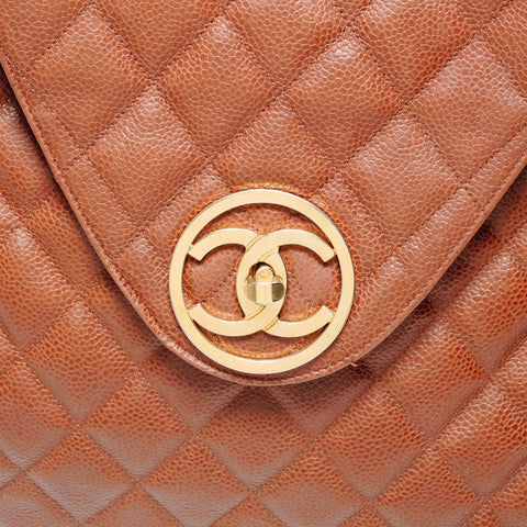 CHANEL No. 1 1989-1991 COCO Mark 鱼子酱皮马特拉斯背包 背包 日用包 棕色 WS26171