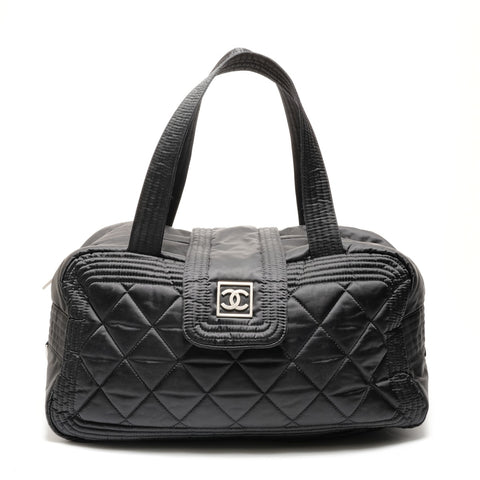 CHANEL 10系列2005-2006尼龙运动线波士顿包手提包黑色WS26173