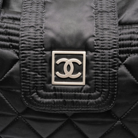 CHANEL 10系列2005-2006尼龙运动线波士顿包手提包黑色WS26173