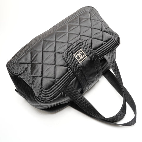 CHANEL 10系列2005-2006尼龙运动线波士顿包手提包黑色WS26173