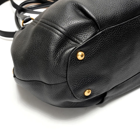 PRADA Leather Triangle with logo 2WAY Handbag black WS26174